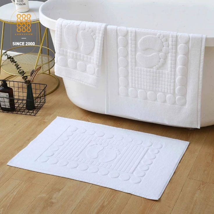 Premium 100% Cotton 350g Floor Towel Mat | 50x80cm White