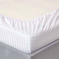 Striped White Polycotton Bedsheet Set | Fitted 6x6 6x7 7x8