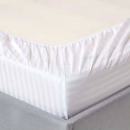 Striped White Polycotton Bedsheet Set | Fitted 6x6 6x7 7x8