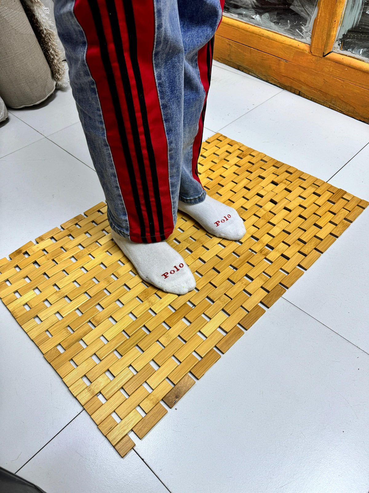 Premium Bamboo Slat Mat (50x80cm) | Non-Slip Rubber Padding