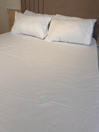 Striped White Polycotton Bedsheet Set | Fitted 6x6 6x7 7x8