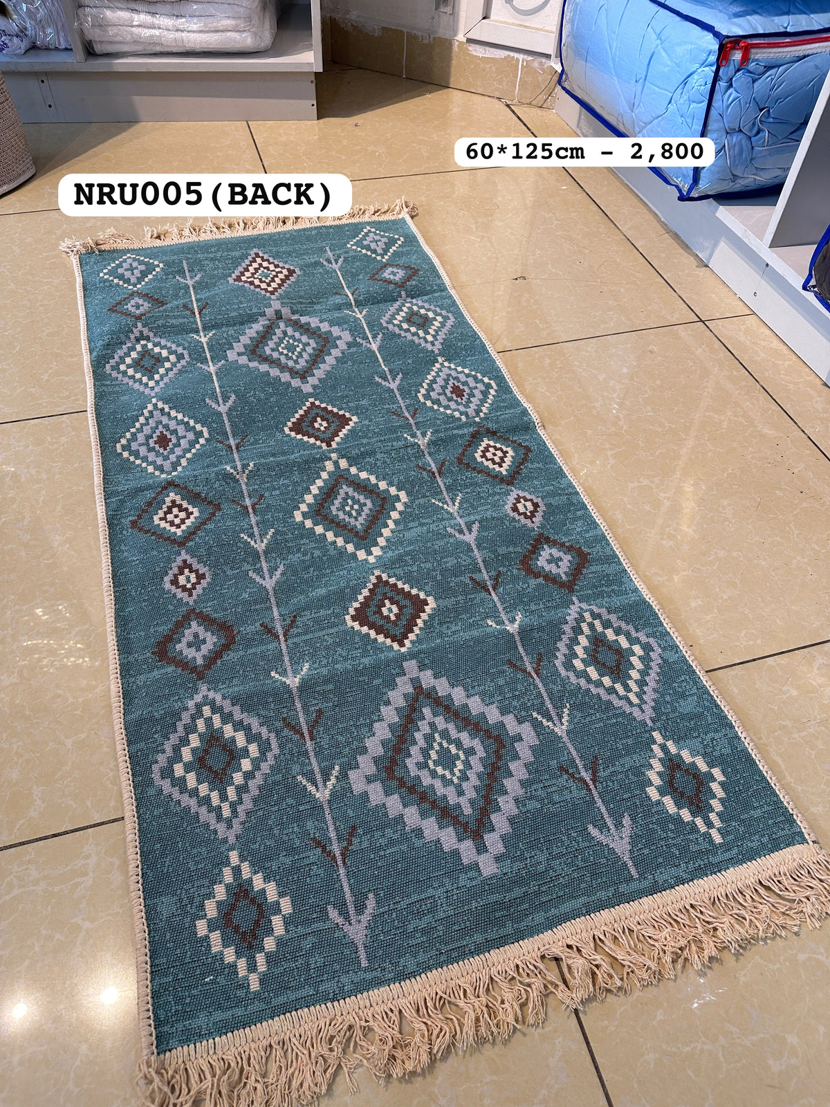 Nordic Geometric Kilim Bedside Runner Rug (60x125cm)