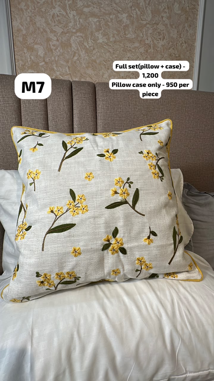 Embroidered Wildflower Linen Throw Pillow Cover Collection (45x45cm)