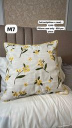 Embroidered Wildflower Linen Throw Pillow Cover Collection (45x45cm)