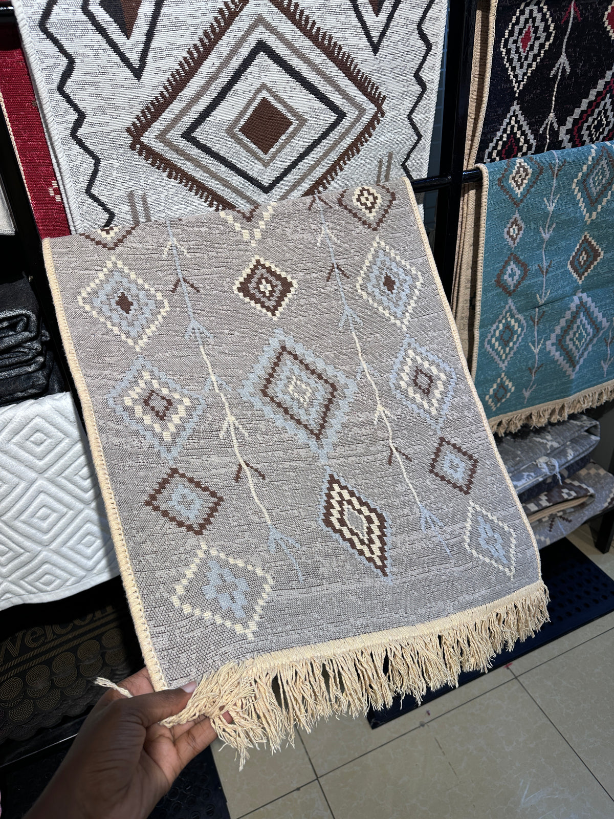 Nordic Geometric Kilim Bedside Runner Rug (60x125cm)