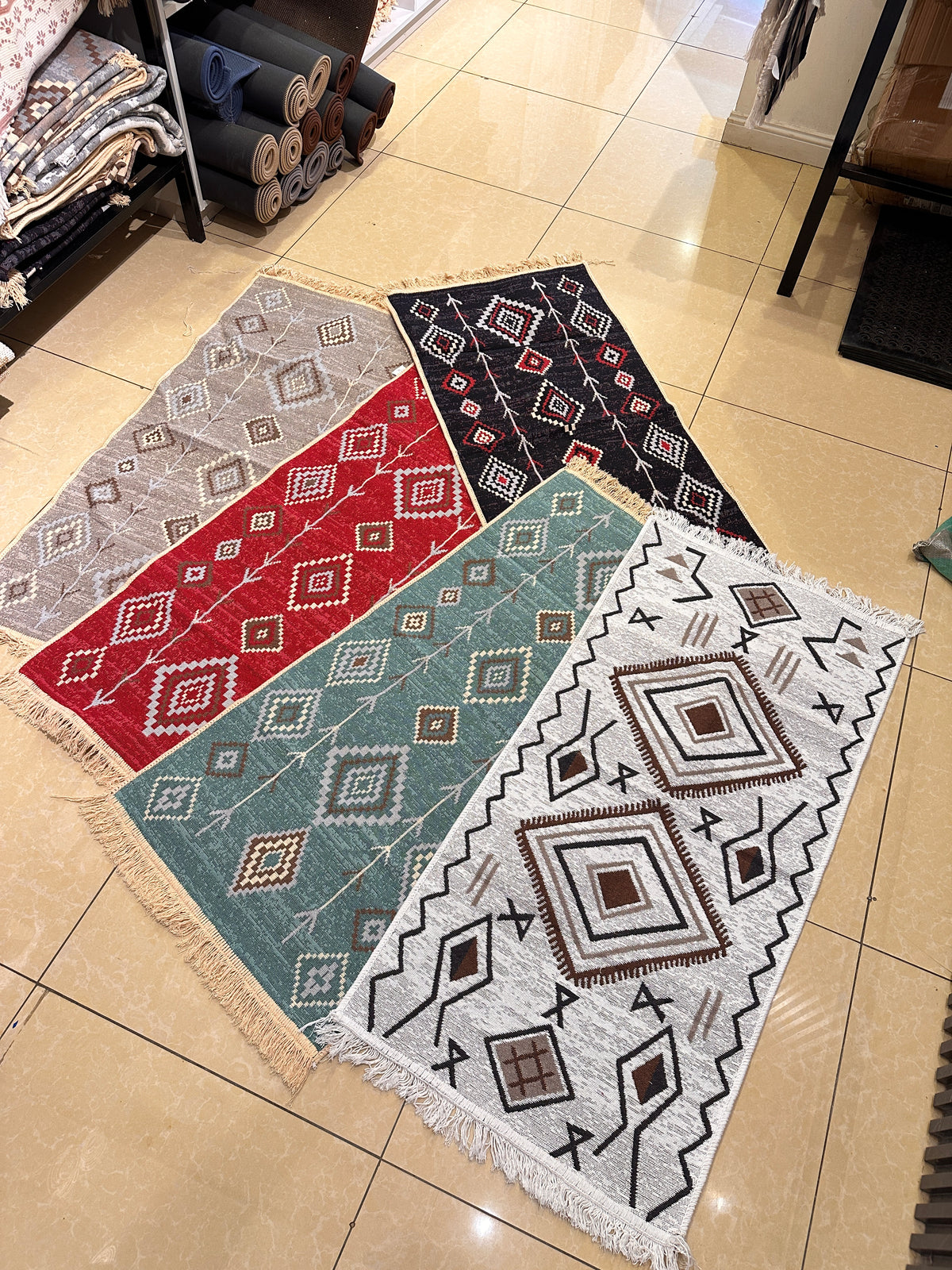 Nordic Geometric Kilim Bedside Runner Rug (60x125cm)