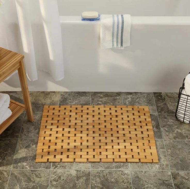 Premium Bamboo Slat Mat (50x80cm) | Non-Slip Rubber Padding
